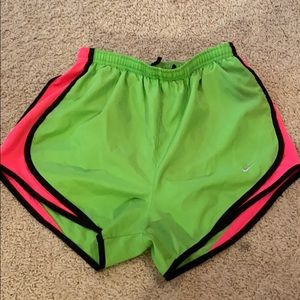 Nike Dri-Fit running shorts in lime green